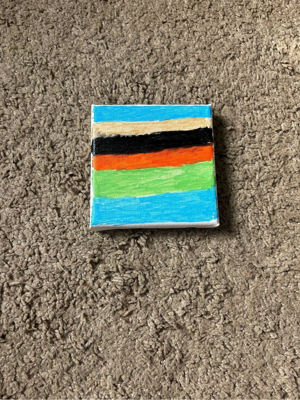 Abstract Striped Canvas Art in Blue, Green, Orange, Black